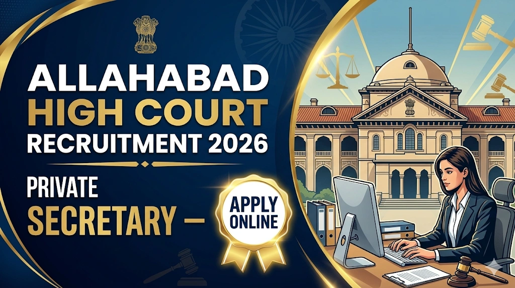 Allahabad High Court Private Secretary Recruitment 2026 Notification OUT, Apply Online for 195 Posts Updated: March 12, 2026; 11:50am by DK Malik Allahabad High Court Private Secretary Recruitment 2026: The High Court of Judicature at Allahabad has released an official notification for the recruitment of Private Secretary Grade-I posts. Eligible candidates who are looking for a government job opportunity in the judiciary can apply online for this recruitment. The recruitment will be conducted under the Allahabad High Court Private Secretaries (Condition of Service) Rules, 2001, and the selection process will be carried out through an examination and skill test as per the detailed advertisement. A total of 195 vacancies have been announced for the post of Private Secretary Grade-I. Candidates who have a bachelor’s degree and strong typing and shorthand skills can apply for this recruitment. The online applications are invited from 12 March to 1 April 2026. Also Check: IDBI Bank Junior Assistant Manager JAM Recruitment 2026 Allahabad High Court Private Secretary Recruitment 2026 Overview Recruitment Organization High Court of Judicature at Allahabad Advt. No. 01/Private Secretary Grade-I/2026 Post Name Private Secretary Grade-I Total Vacancy 195 Salary/ Pay Scale Level-10 (₹56,100 – ₹1,77,500) Notification Date 12 March 2026 Category Allahabad High Court Private Secretary Recruitment 2026 Notification Official Website allahabadhighcourt.in exams.nta.nic.in/allhcre Allahabad High Court Private Secretary Recruitment 2026 Important Dates Event Date Notification Date 12 March 2026 Apply Start Date 12 March 2026 Apply Last Date 1 April 2026 Fee Payment Last Date 2 April 2026 Form Correction Date 3-4 April 2026 Exam Date Notify Later Allahabad High Court Private Secretary Recruitment 2026 Application Fees Category Fees General/ OBC Rs. 1900/- SC/ ST/ EWS Rs. 1700/- Mode of Payment Online Allahabad High Court Private Secretary Recruitment 2026 Vacancy Details and Qualification Age Limit: The age limit to apply for Allahabad High Court Private Secretary Recruitment 2026 is 21-35 Years. The cutoff date for calculating the age limit is 01.07.2026. The age relaxation will be given as per the rules. Post Name Vacancy Qualification Private Secretary Grade-I 195 Any Graduate + Typing + Steno Allahabad High Court Private Secretary Recruitment 2026 Vacancy DetailsAllahabad High Court Private Secretary Recruitment 2026 Vacancy Details Allahabad High Court Private Secretary Recruitment 2026 Selection Process The selection process for Allahabad High Court Private Secretary Recruitment 2026 includes the following stages. Written Exam Skill Test (Steno + Typing) Computer Knowledge Test Document Verification Medical Examination Also Check: UPSSSC UP Pollution Control Board Recruitment 2026 Important Links Allahabad High Court Private Secretary Recruitment 2026 Short Notice Short Notice Allahabad High Court Private Secretary Recruitment 2026 Notification PDF Notification Allahabad High Court Private Secretary Recruitment 2026 Online Form Link-1 Apply Online Allahabad High Court Private Secretary Recruitment 2026 Online Form Link-2 Apply Online Allahabad High Court Official Website AHC Link