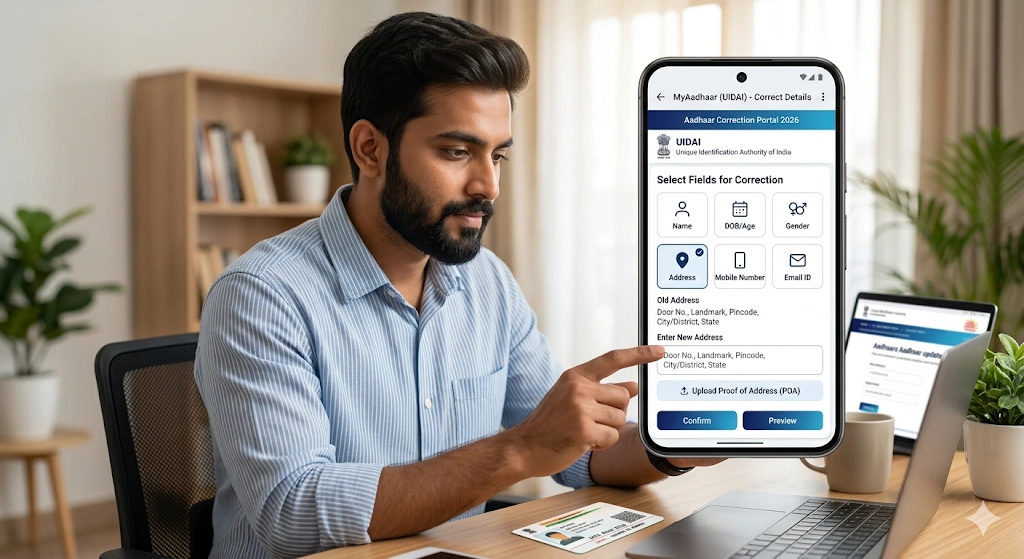 Aadhaar Card Correction 2026: Easy Guide to Update Name, DOB & Address Online