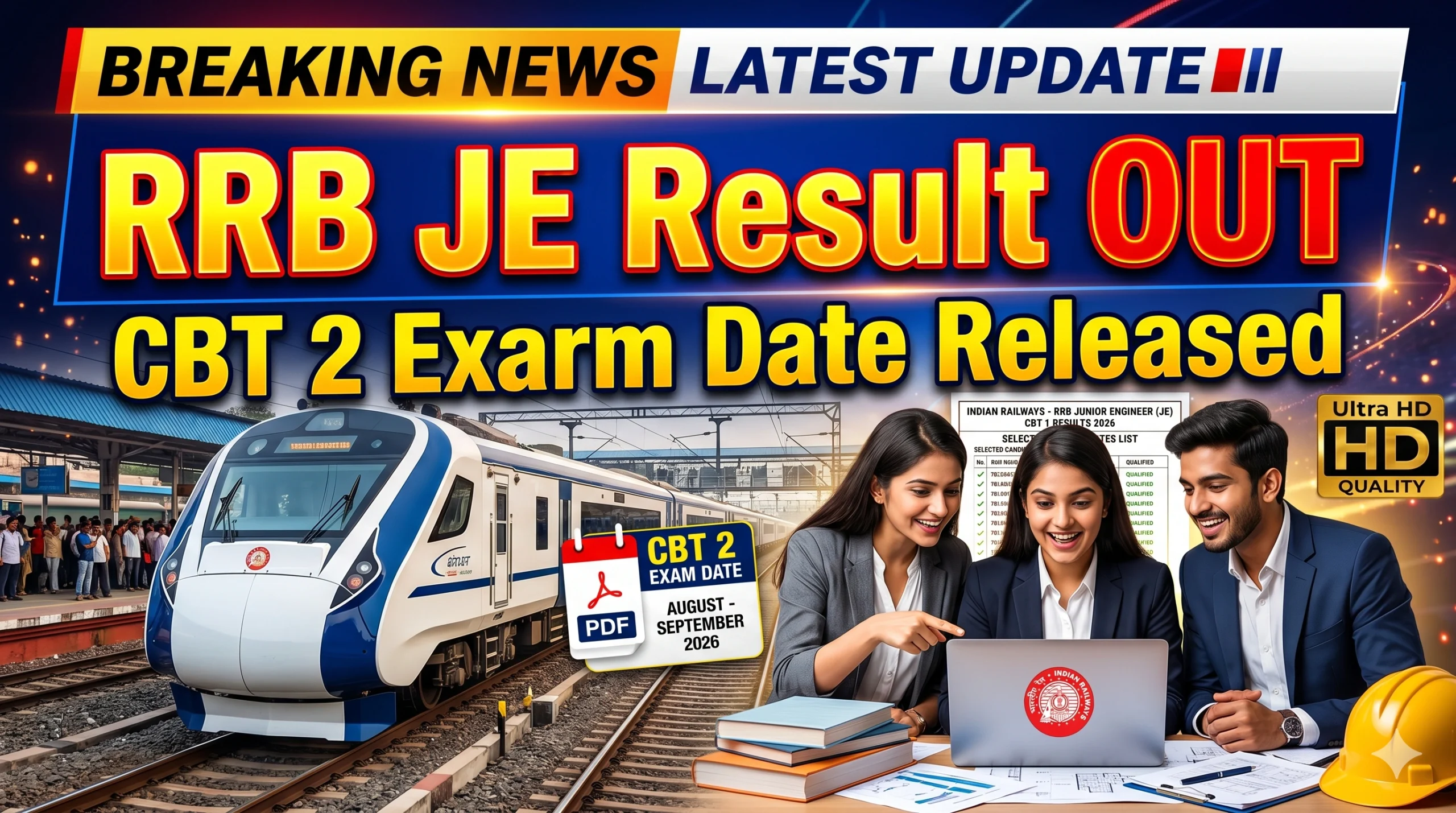 RRB JE Result 2026 OUT, CBT 2 Exam Date Released for 2569 Posts