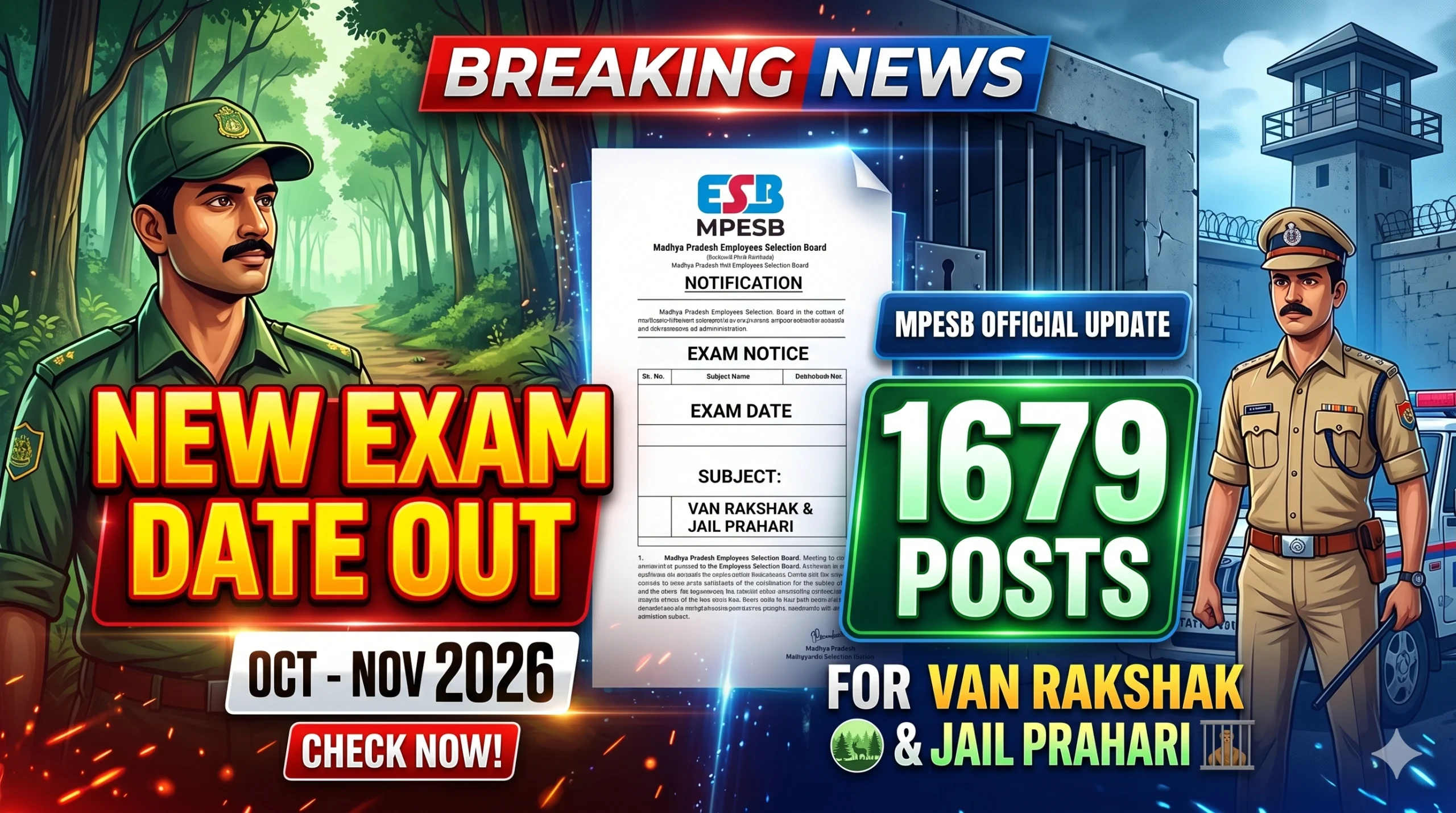 MPESB Van Rakshak / Jail Prahari New Exam Date