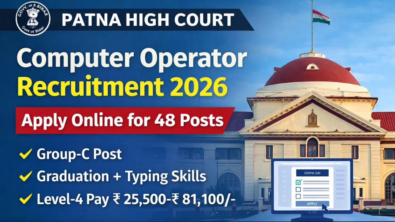 Patna High Court Computer Operator Recruitment 2026 Apply Online for 48 Posts
